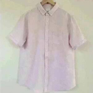 Onia Men Short Sleeve Linen Shirt Size L